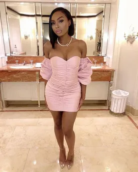 18th Birthday Outfit Dress For Black Girls Pink Tight Homecoming Dress Y364