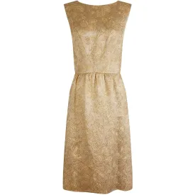 1950s Jacques Heim Demi Couture Gold Brocade Shift Dress