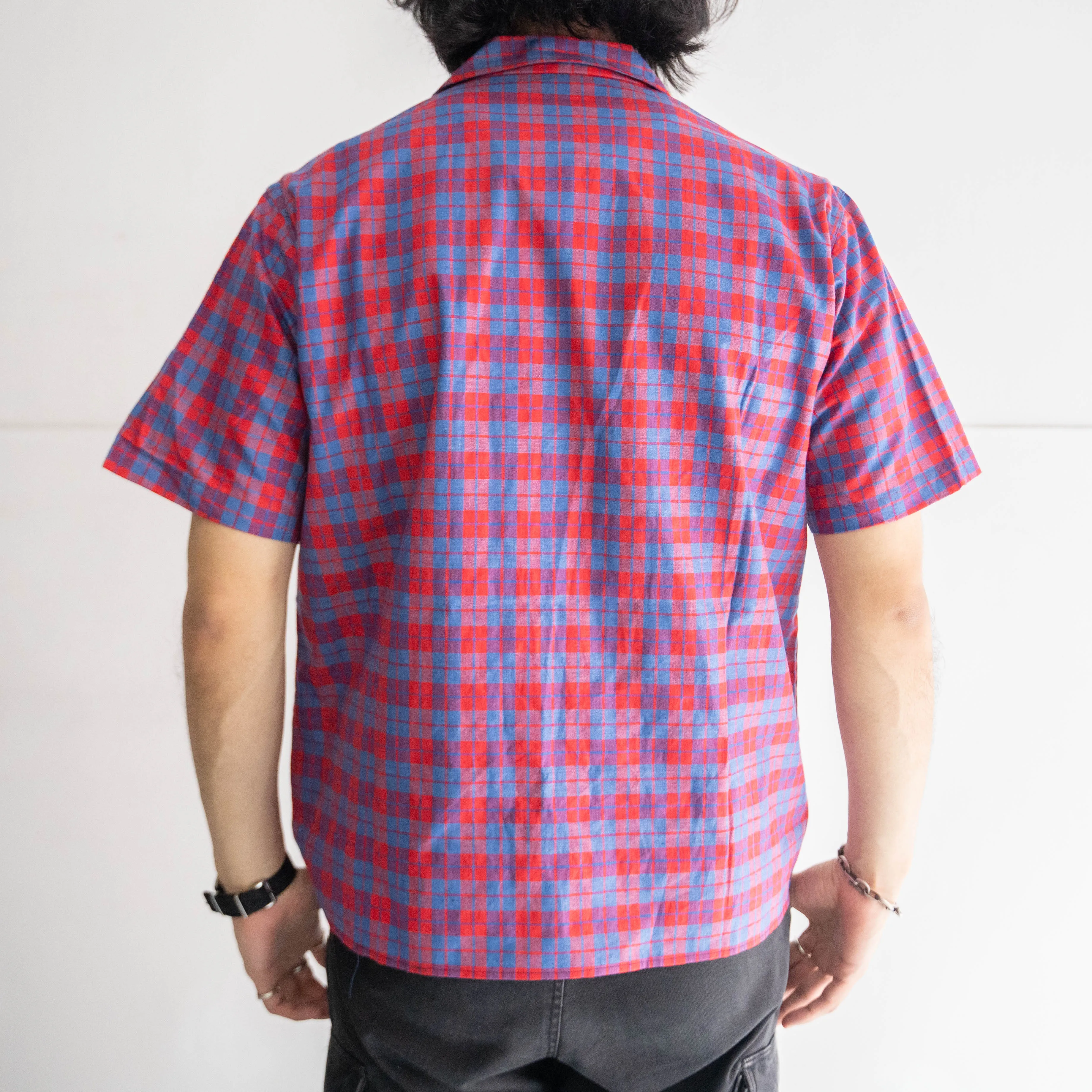 1970s french red base check shirt 'dead stock' -remake-