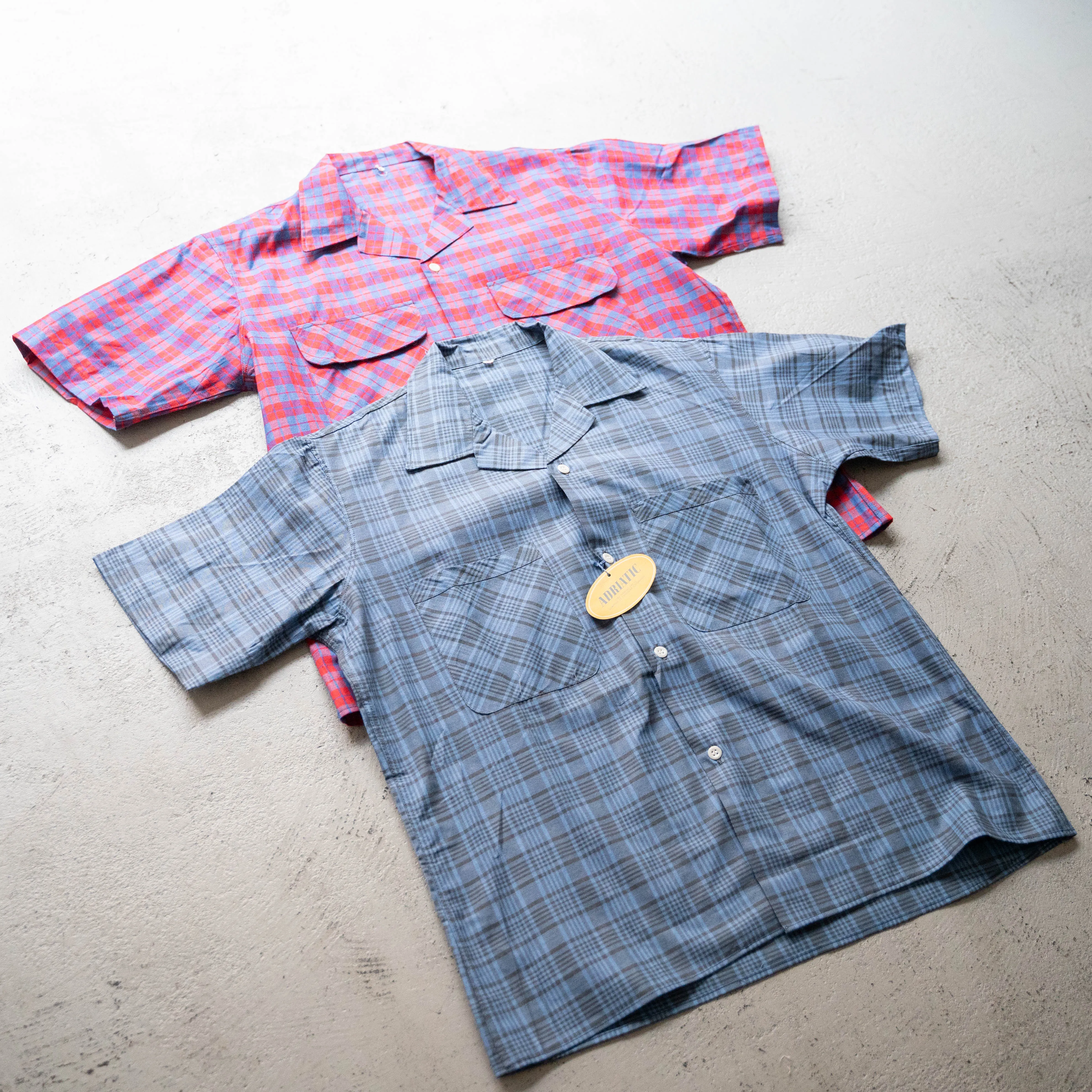 1970s french red base check shirt 'dead stock' -remake-