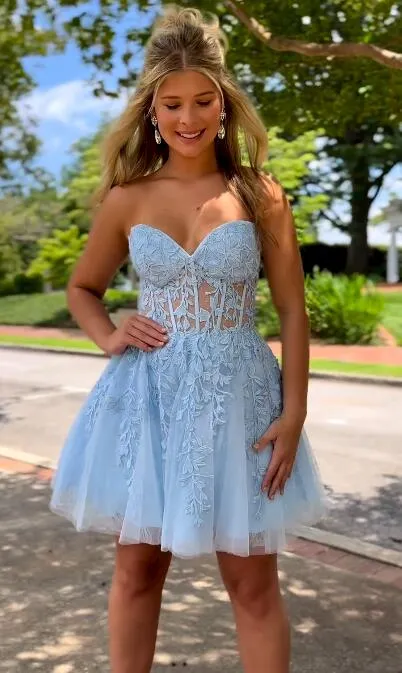 2023 Sweetheart Lace Homecoming Dresses PC1130