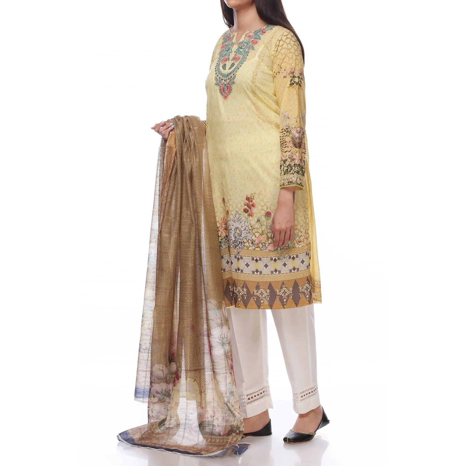 2PC- Digital Printed Lawn Embroidered Shirt With Dupatta PS2345