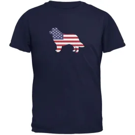 4th of July Patriotic Dog Border Collie Navy Adult T-Shirt