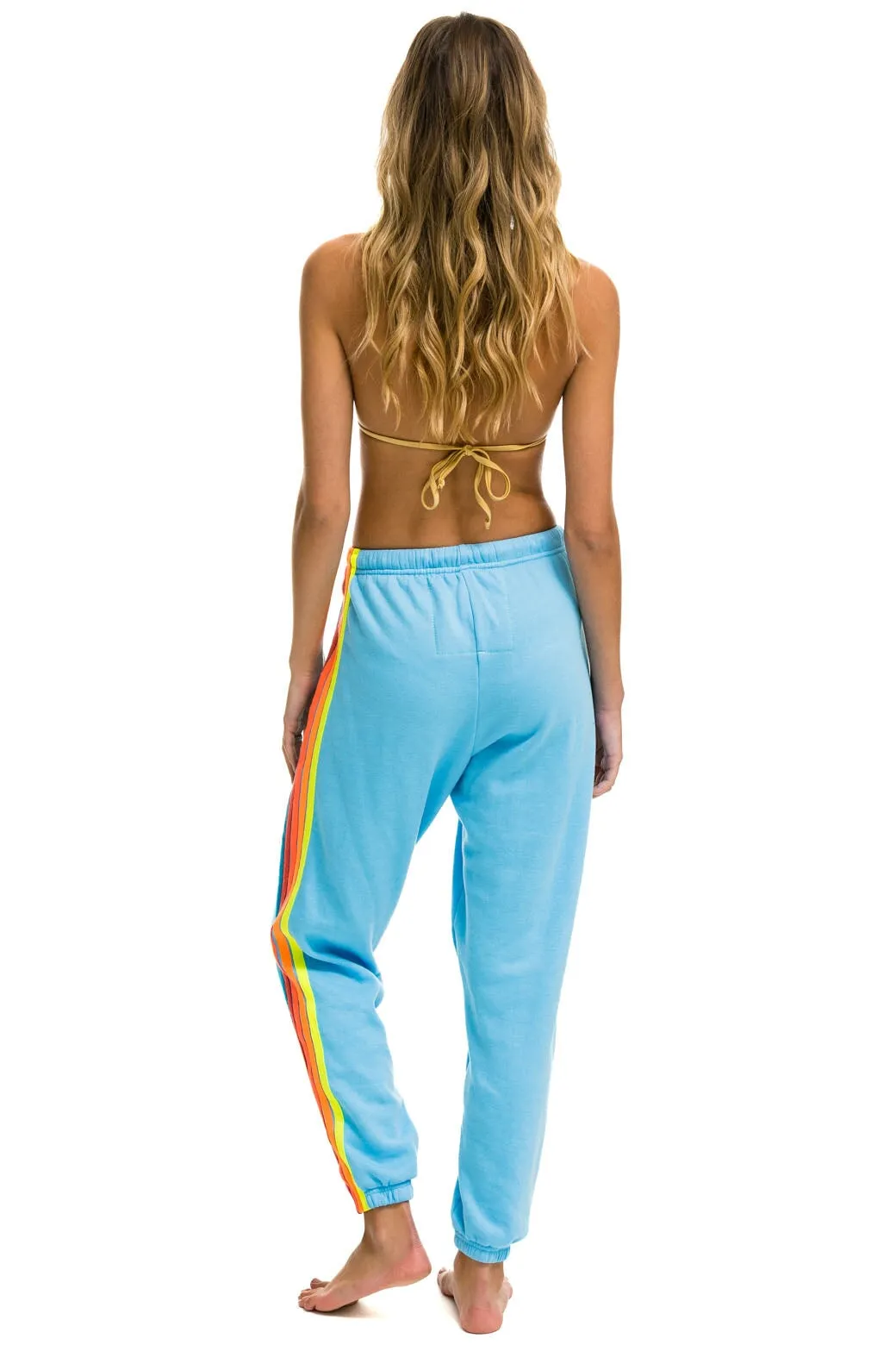 5 STRIPE SWEATPANTS - SKY // NEON RAINBOW