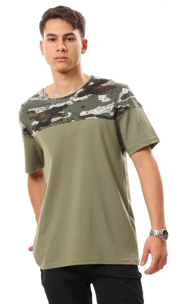 94886 Upper Self Pattern Cotton T-Shirt - Olive