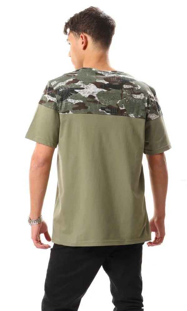 94886 Upper Self Pattern Cotton T-Shirt - Olive