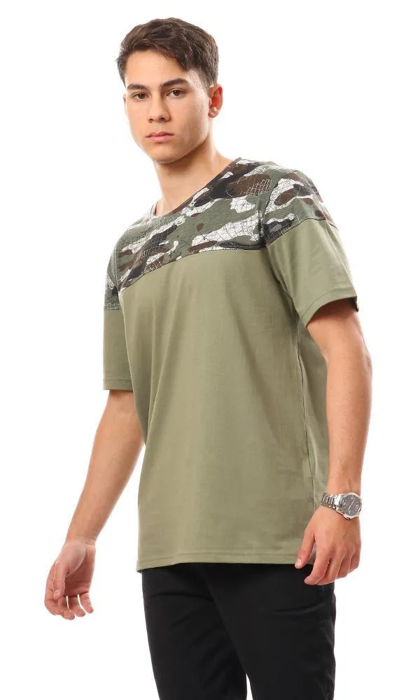 94886 Upper Self Pattern Cotton T-Shirt - Olive