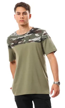 94886 Upper Self Pattern Cotton T-Shirt - Olive