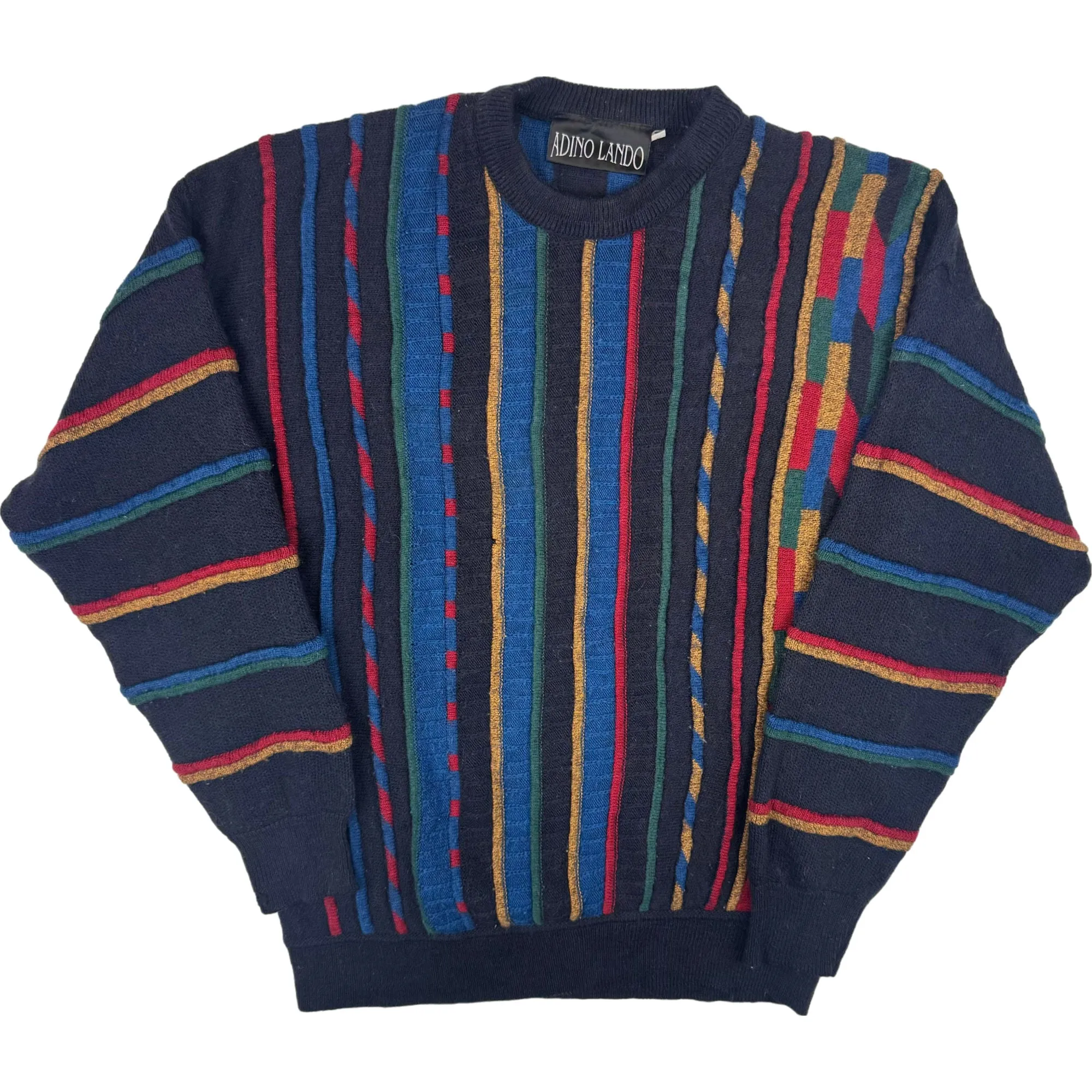 Adino Lando Multicoloured Alpaca Coogi Style Knitted Sweater