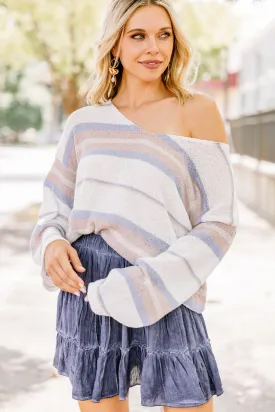 Always Easy Ivory White Striped Sweater