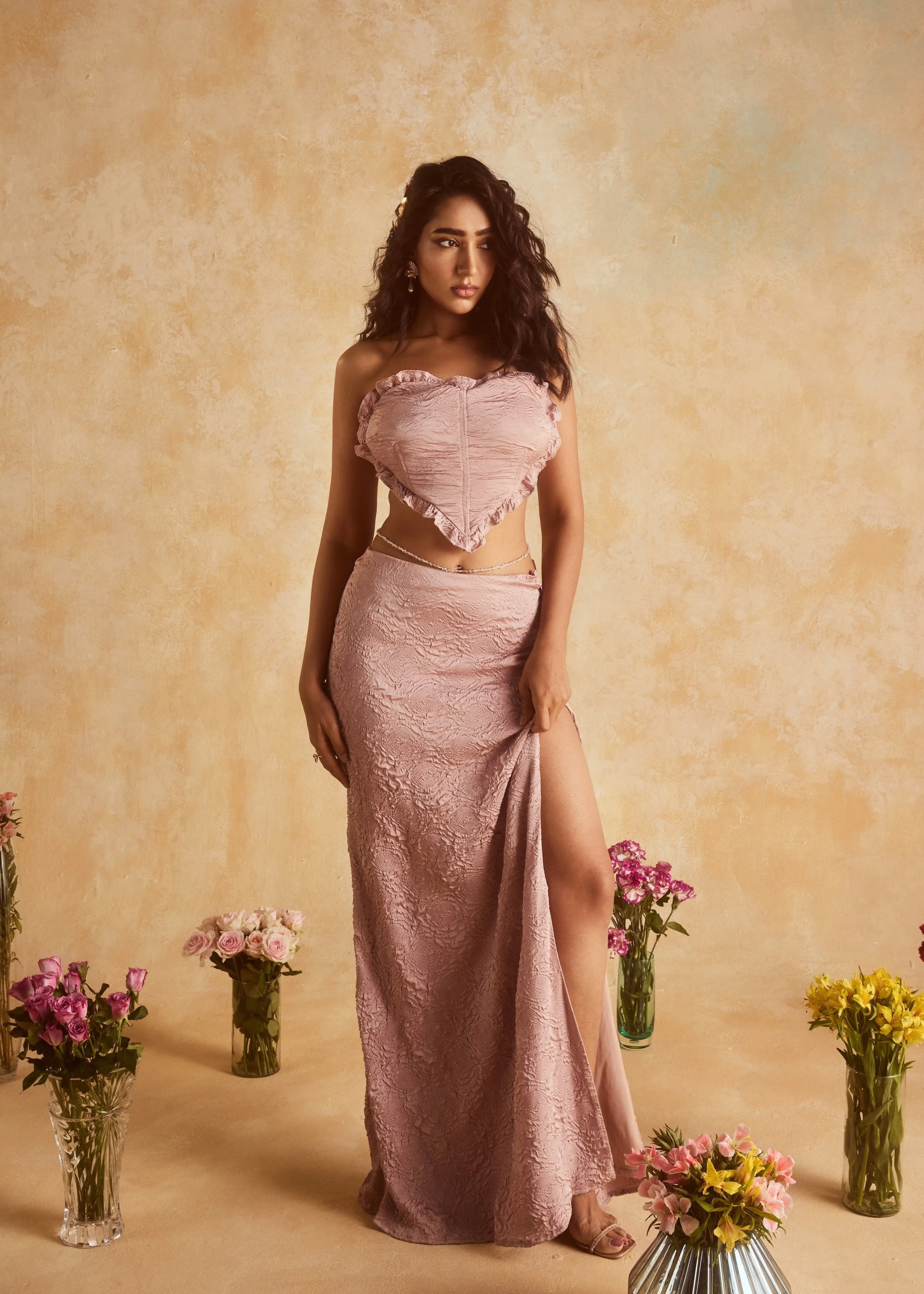 Antonina Mauve Heart Shape Corset and Skirt Set