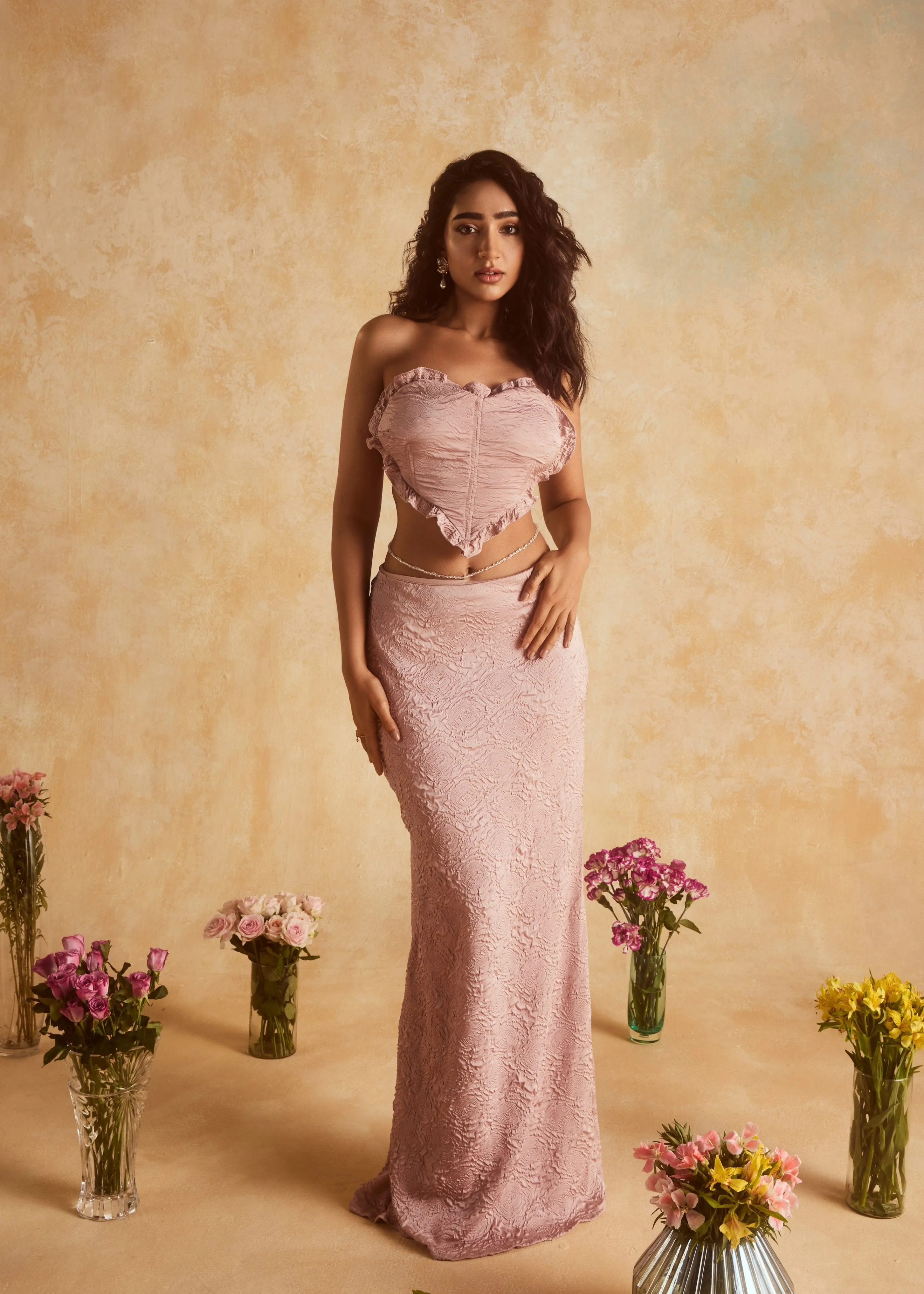 Antonina Mauve Heart Shape Corset and Skirt Set