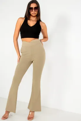 Ari Taupe High Waist Flared Trousers