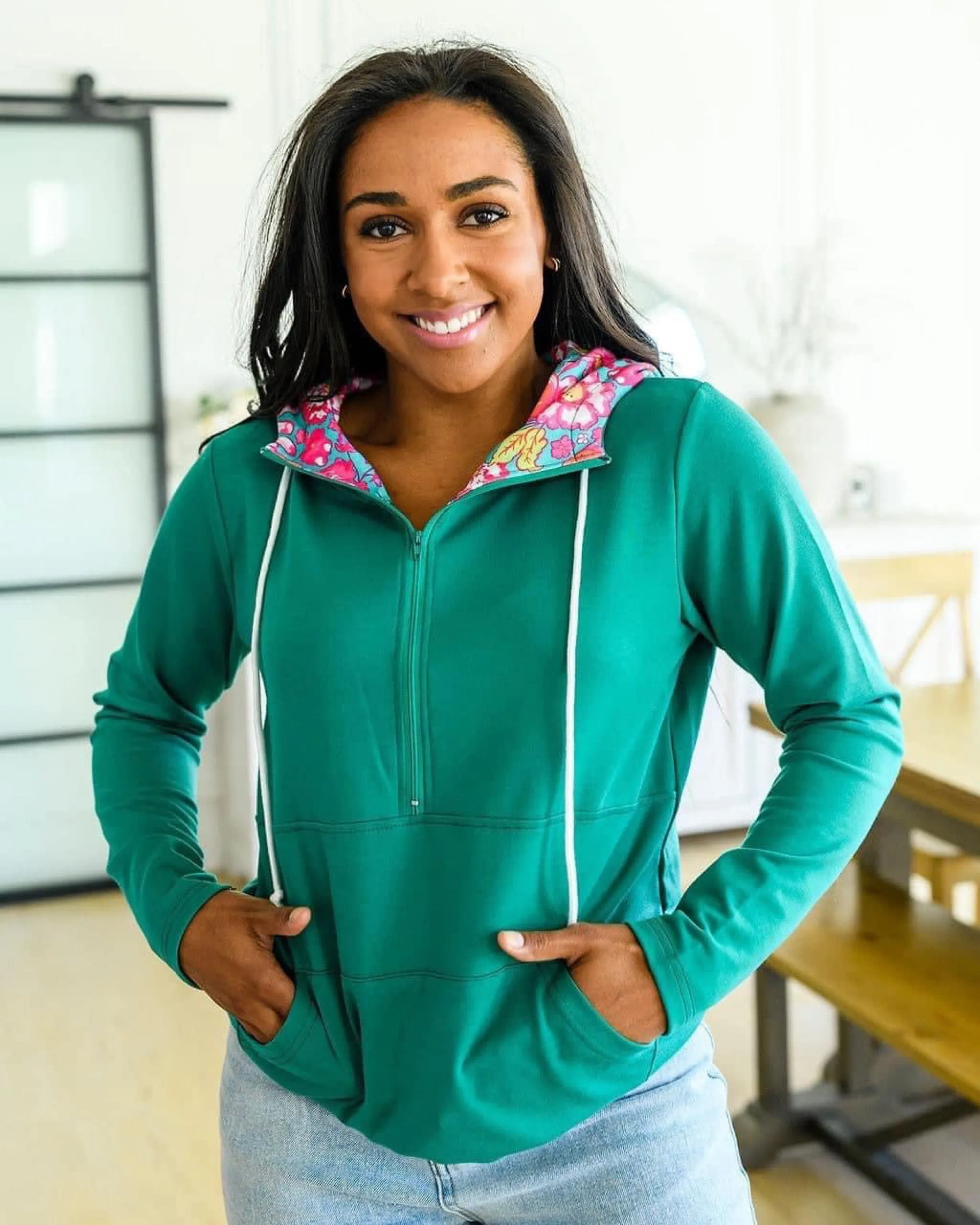 Audre Green Half Zip Hoodie