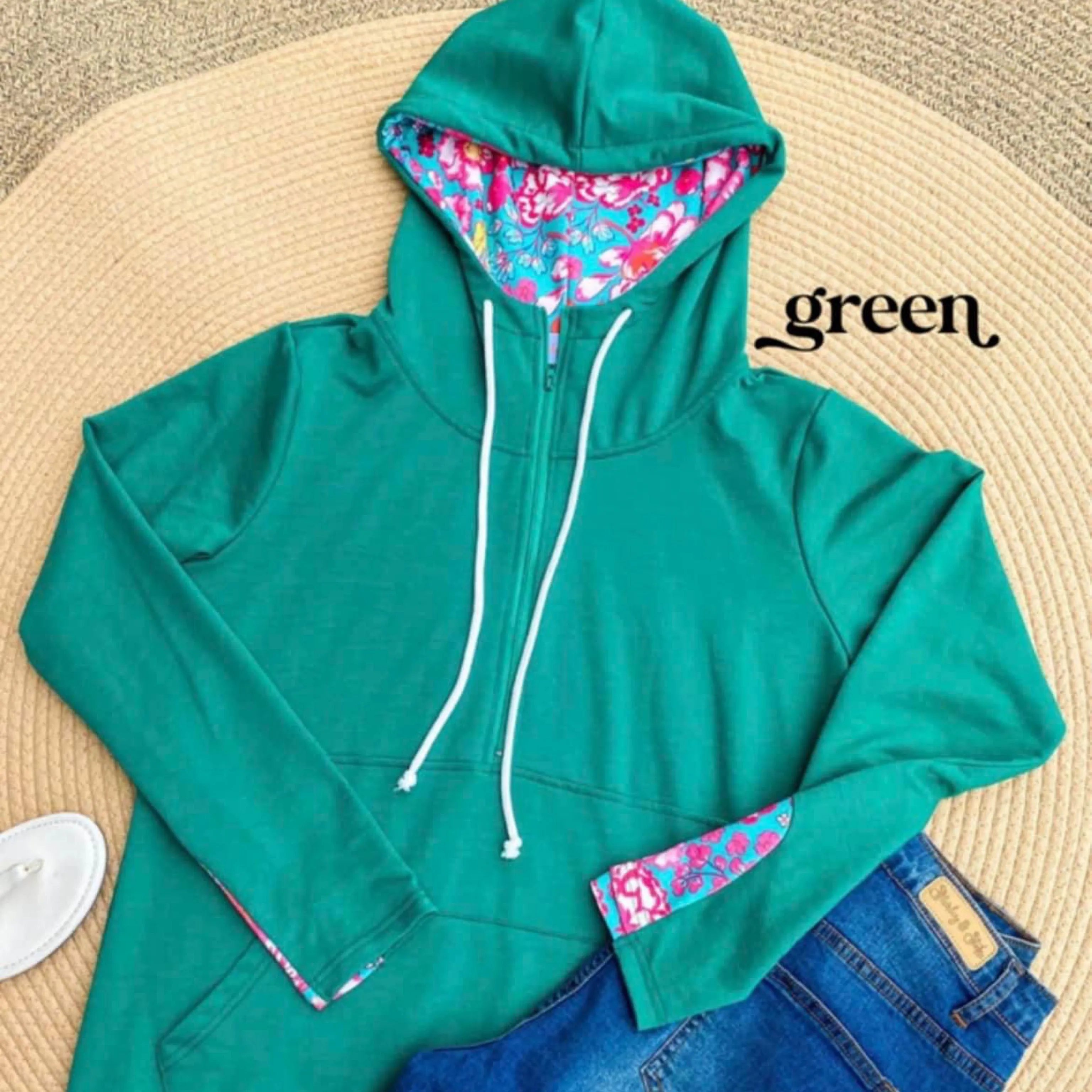 Audre Green Half Zip Hoodie