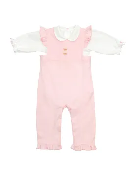 Baby Girl's Pink Overall Set With Tiny Posies