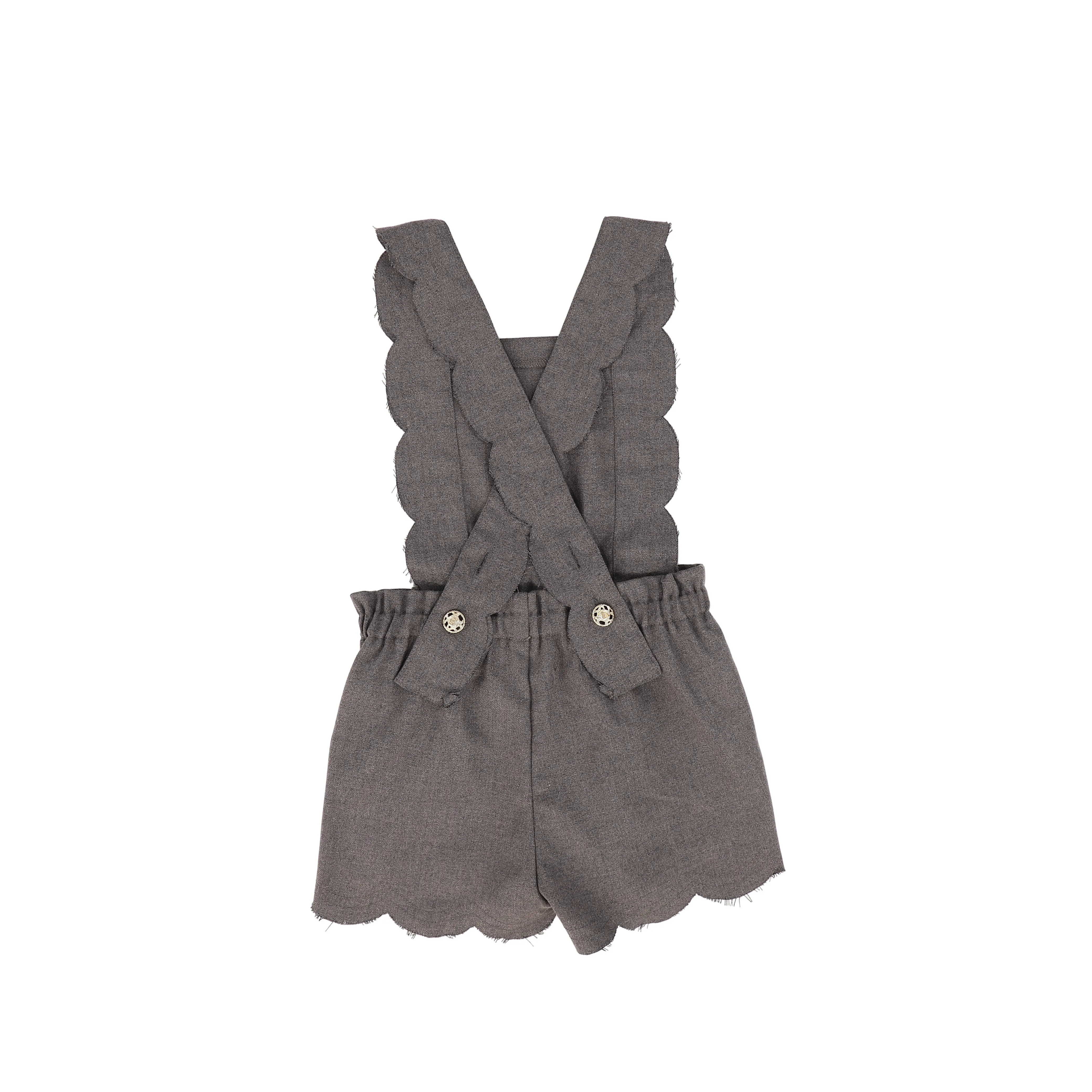 Bace Collection Charcoal Wool Scallop Overalls