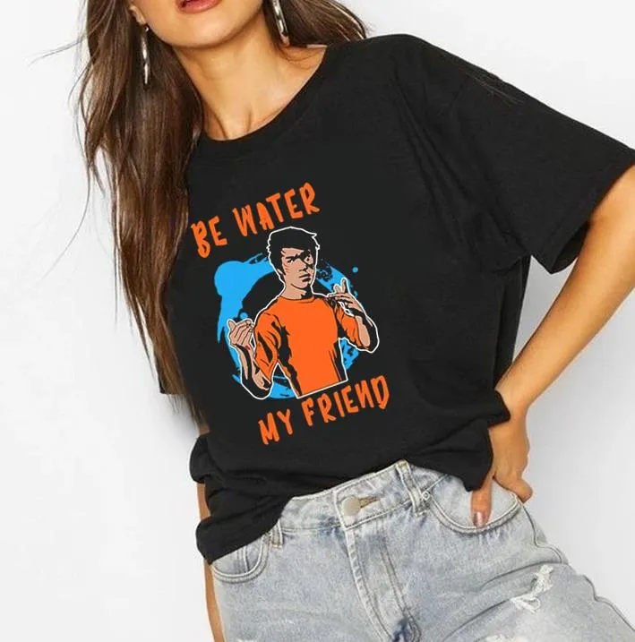 Be Water My Friend | Half sleeve black Tshirt