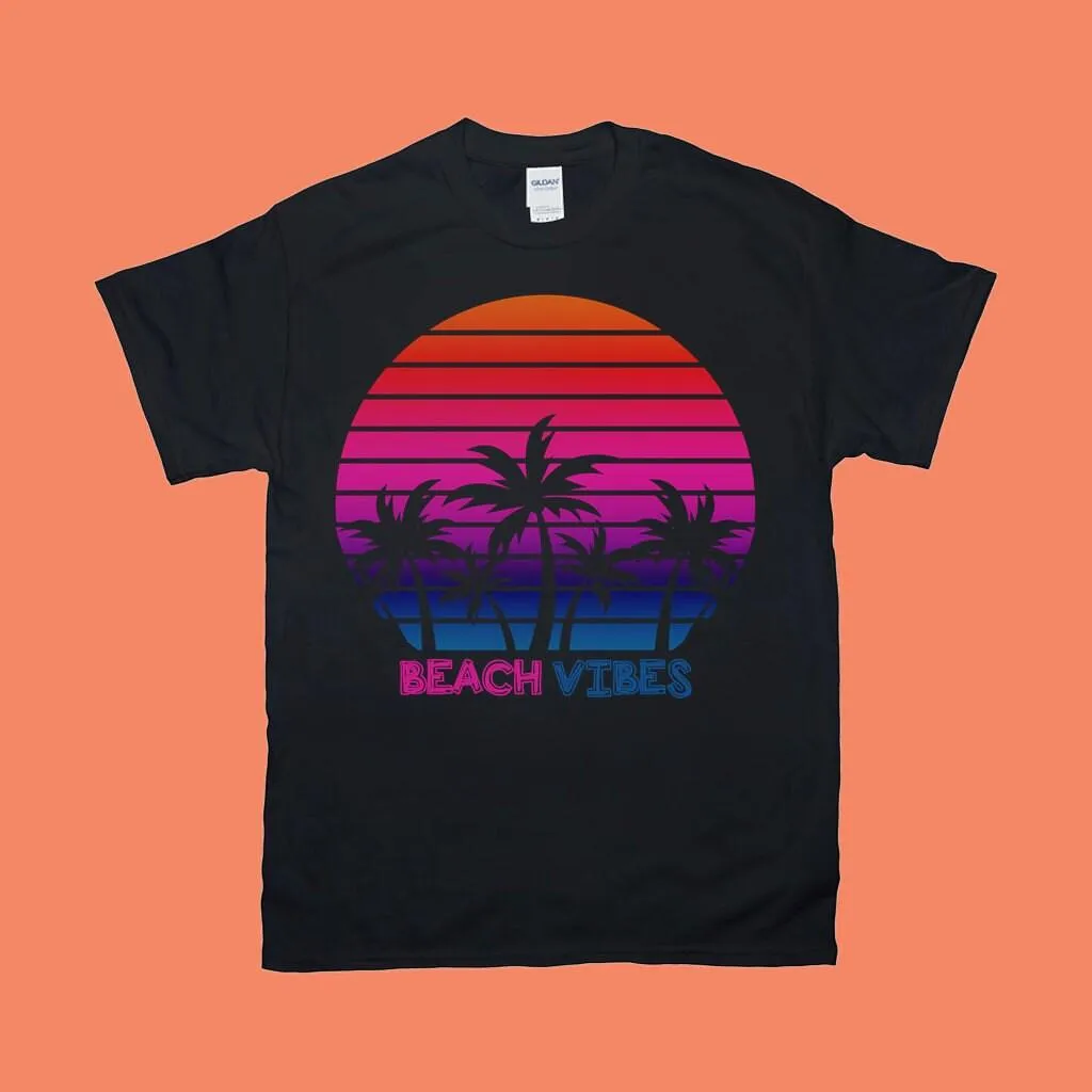 Beach Vibes | Palm Tress | Retro Sunset T-Shirts, Island Life T-Shirt | Summer Shirt | Vacation Shirt, Adventure Spring , Spring Break Gift