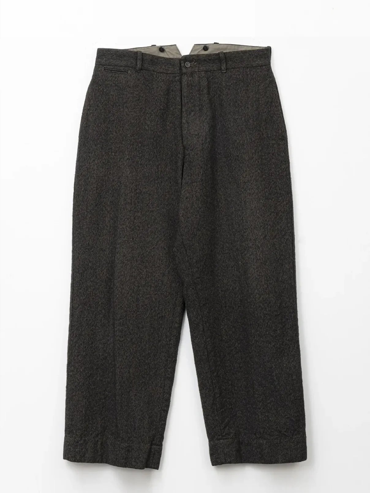 Belafonte Ragtime Clothing, Hiback Trouser Buckle Back Wool, Mix Dark Brown