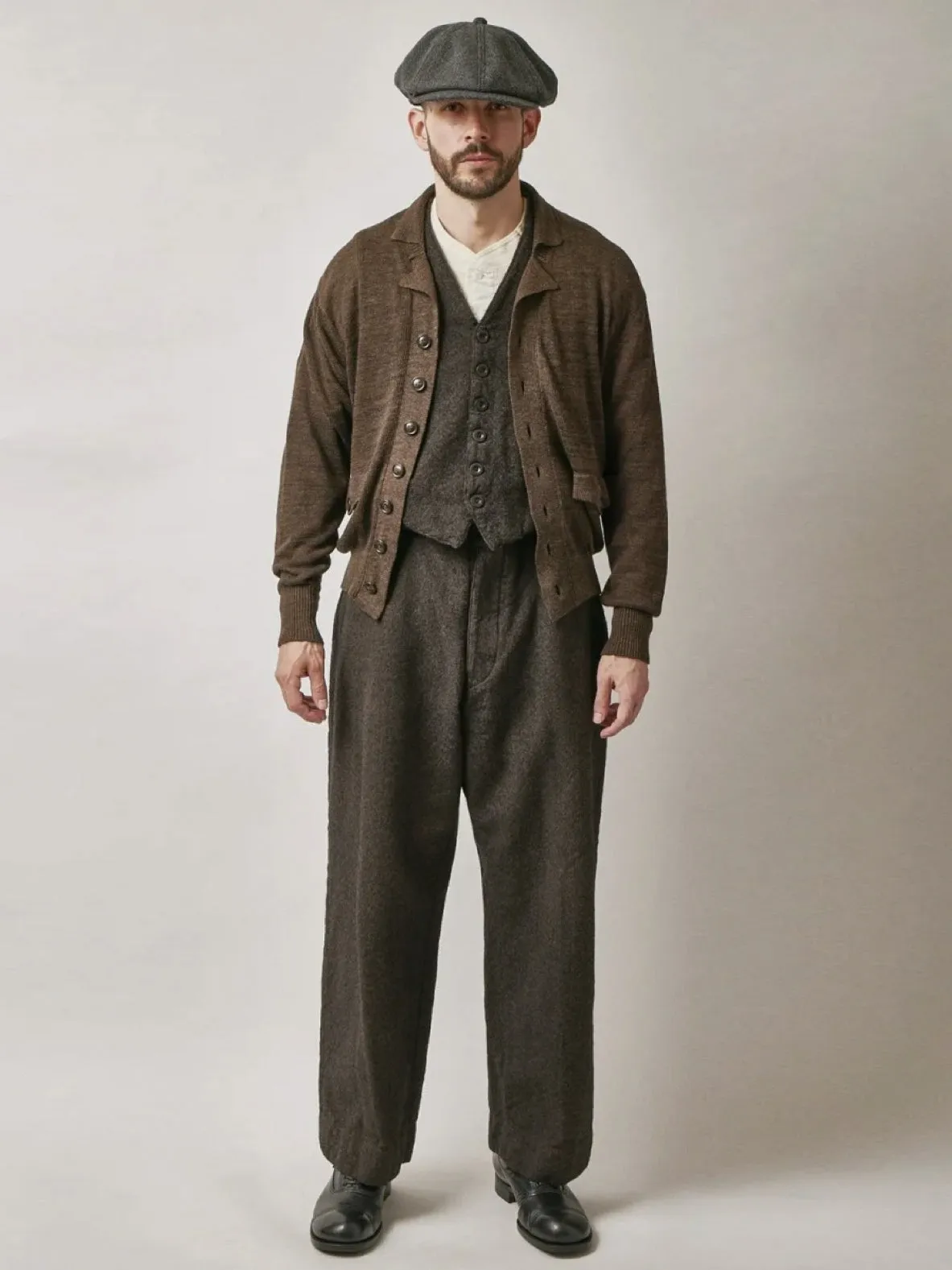 Belafonte Ragtime Clothing, Hiback Trouser Buckle Back Wool, Mix Dark Brown