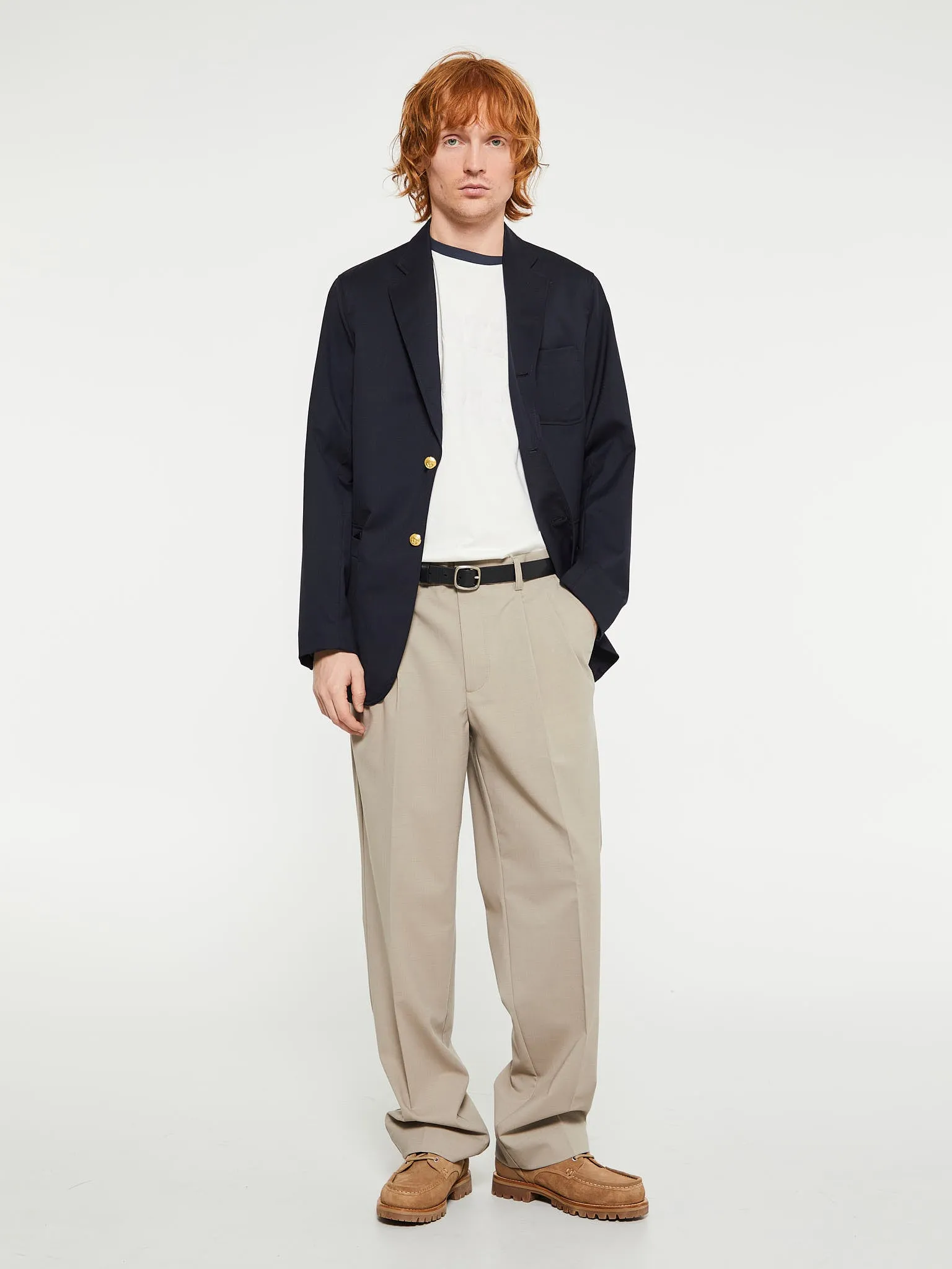 Benn Relaxed Pleated Trousers in Khaki