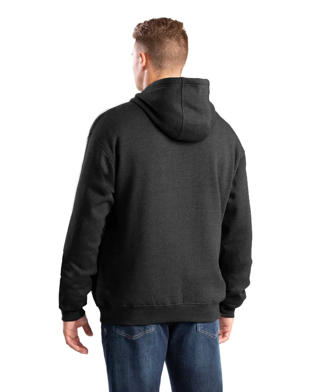 Berne Mens Heritage Zippered Pocket Black Fleece Hoodie