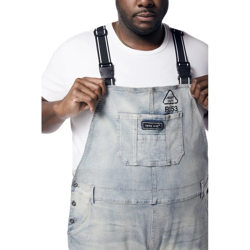 Big and Tall - Utility Heavy Washed Denim Overalls - Industrial Blue