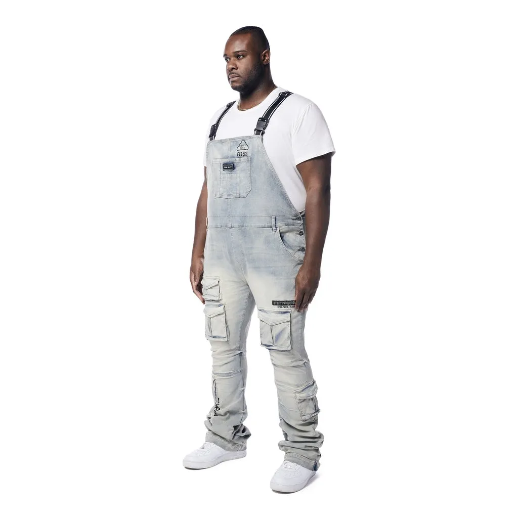 Big and Tall - Utility Heavy Washed Denim Overalls - Industrial Blue