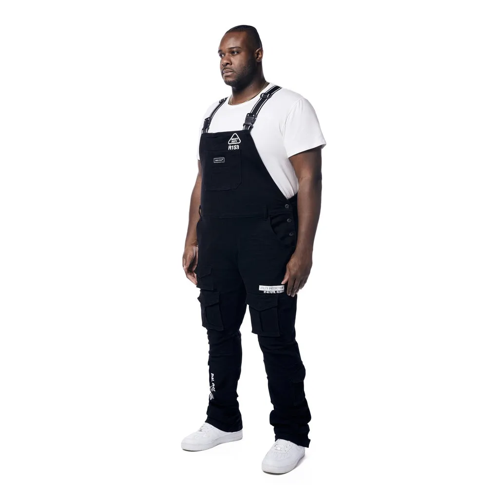 Big and Tall - Utility Heavy Washed Denim Overalls - Jet Black