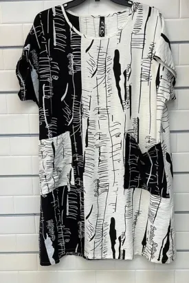 Black and White Abstract Dress