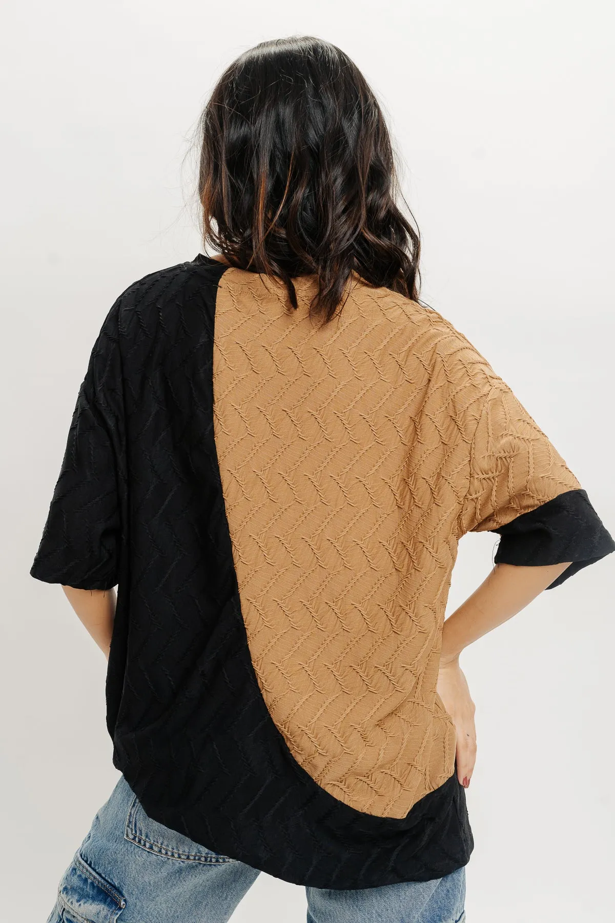 Black Brown Textured T-Shirt