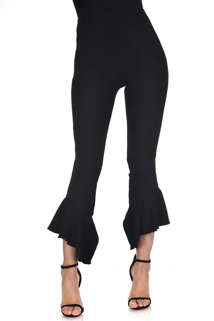 Black Frill Bottom Trousers