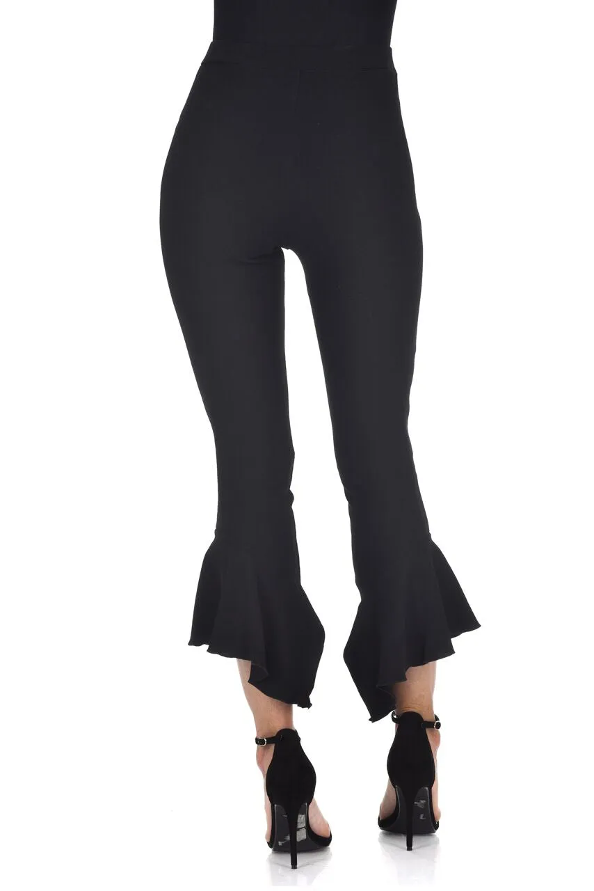 Black Frill Bottom Trousers