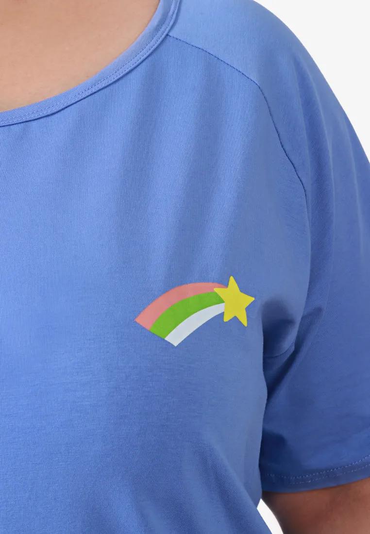 Blossom Unicorn Relax Tee - Purple Blue Star