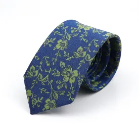 Bonita Springs Floral Skinny Polyester Tie, Light Green / Blue