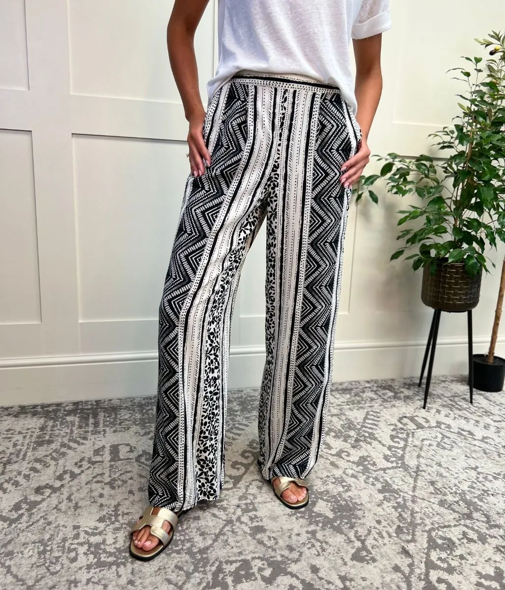 Border Printed Palazzo Trousers