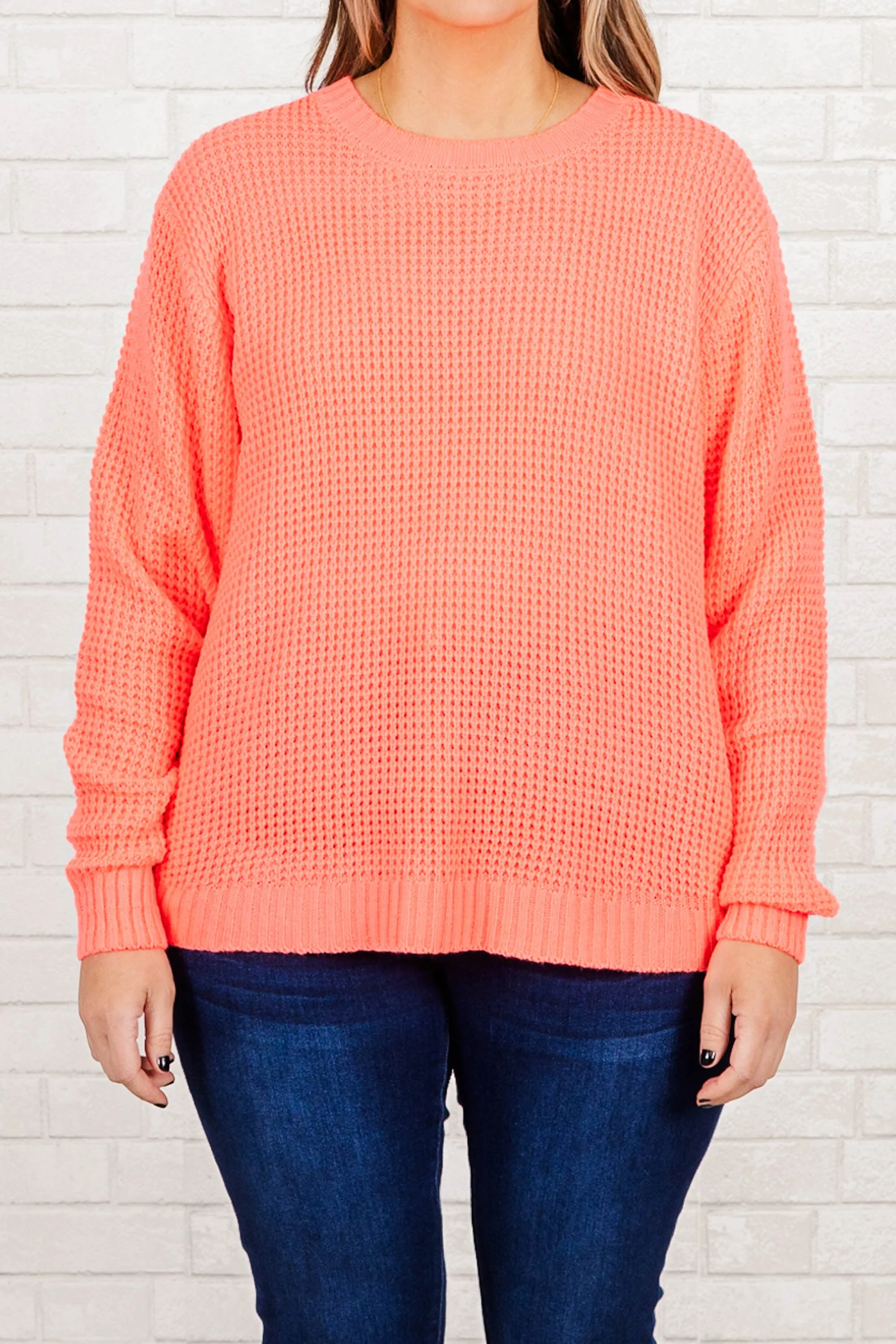 Call Me Tomorrow Sweater, Neon Coral Pink