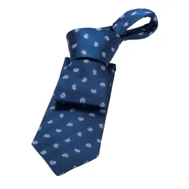 Carmel Paisley Silk Tie, Navy / Light Blue / Silver