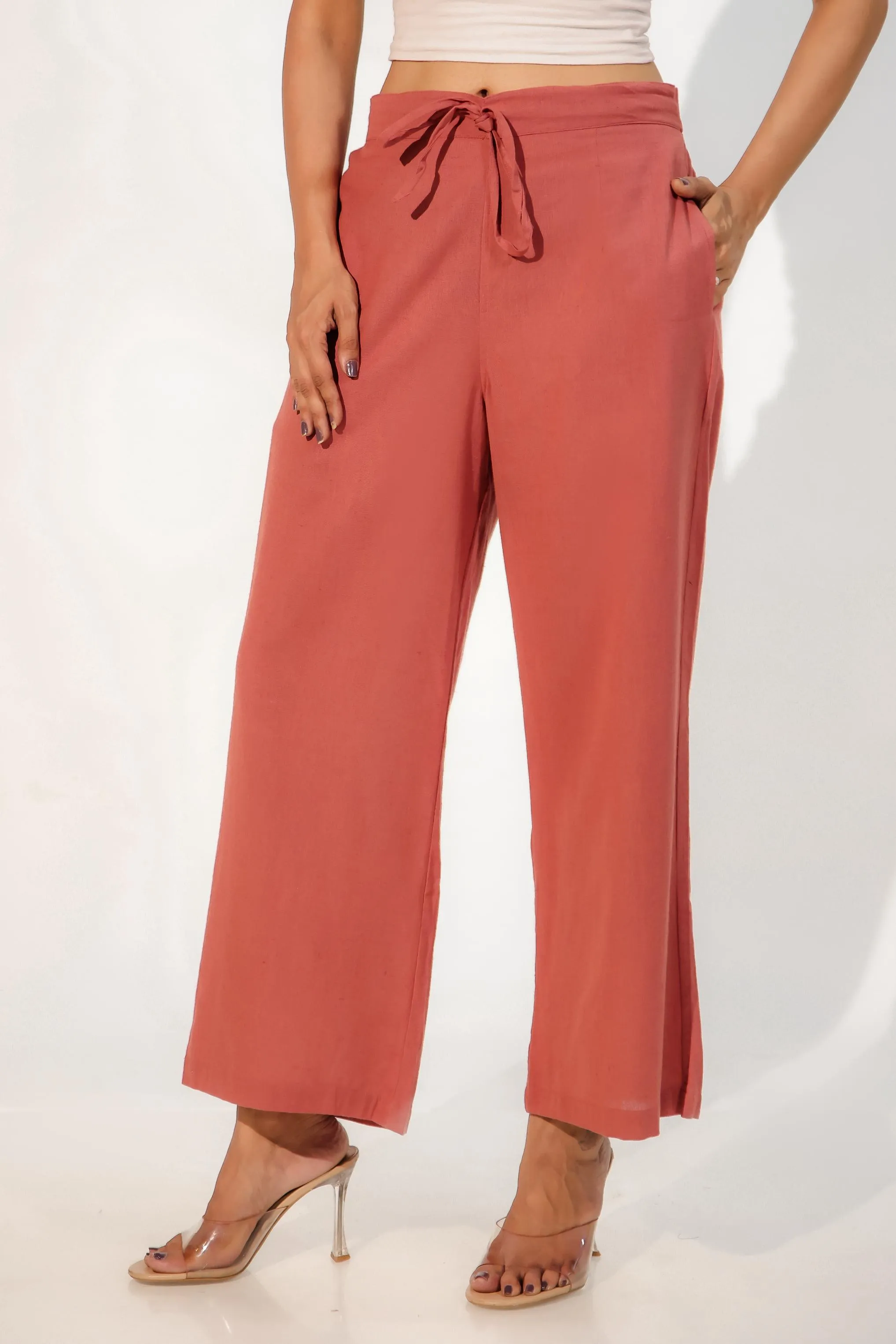 Carnation Red Women's Plazzo Trousers