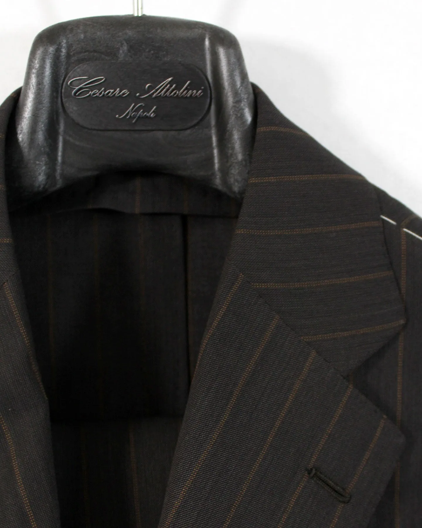 Cesare Attolini Suit Black Brown Stripes EU 48/ US 38