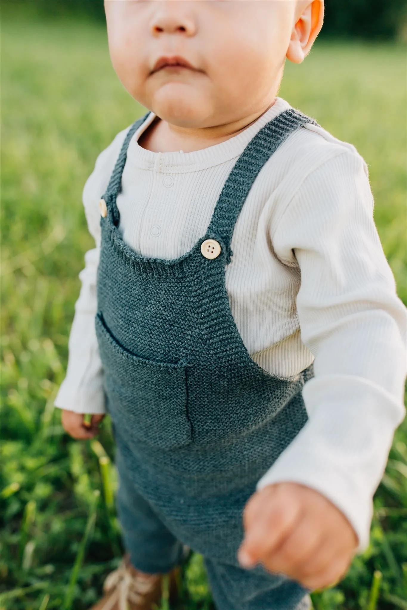 Charcoal Knit Pocket Overalls