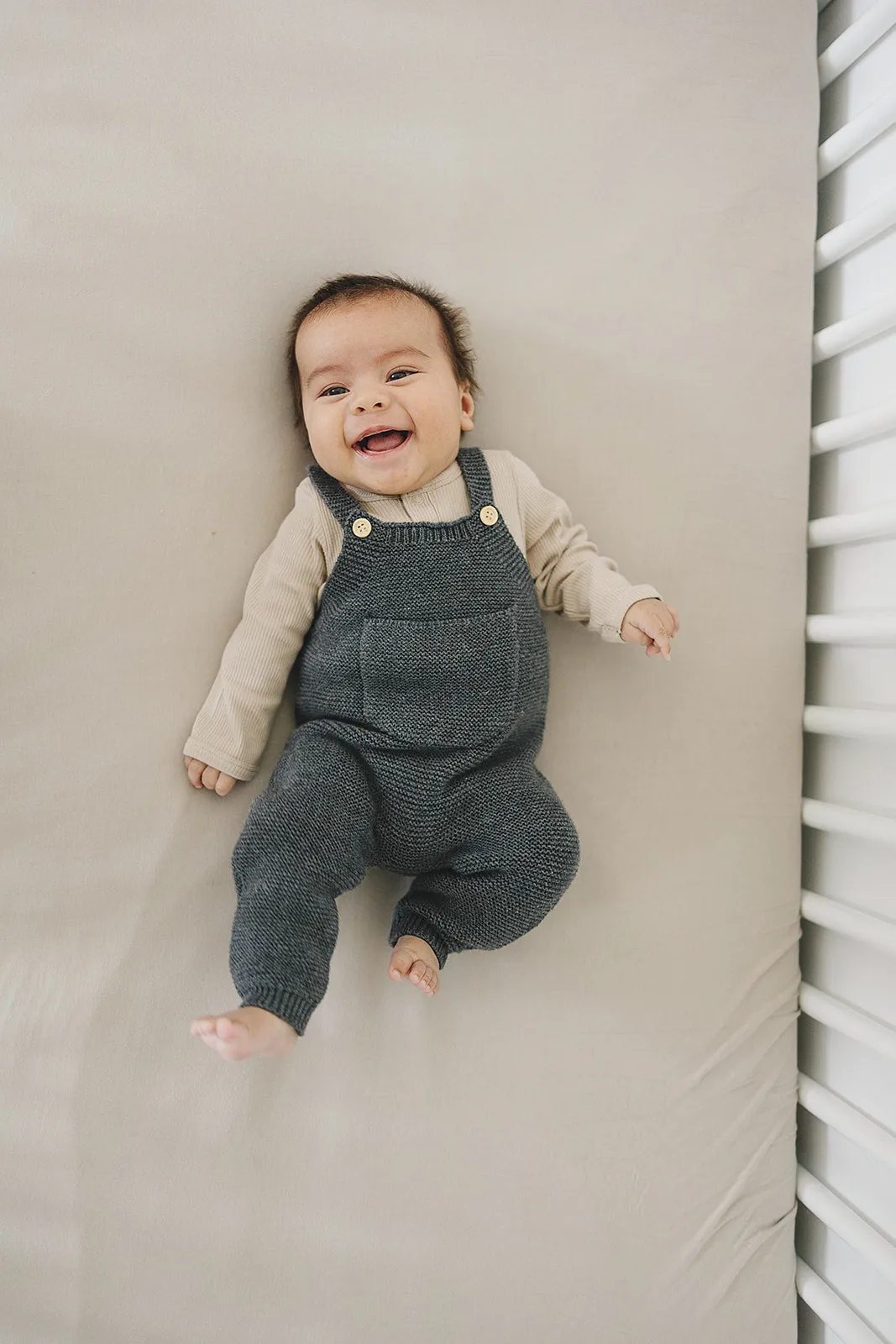 Charcoal Knit Pocket Overalls