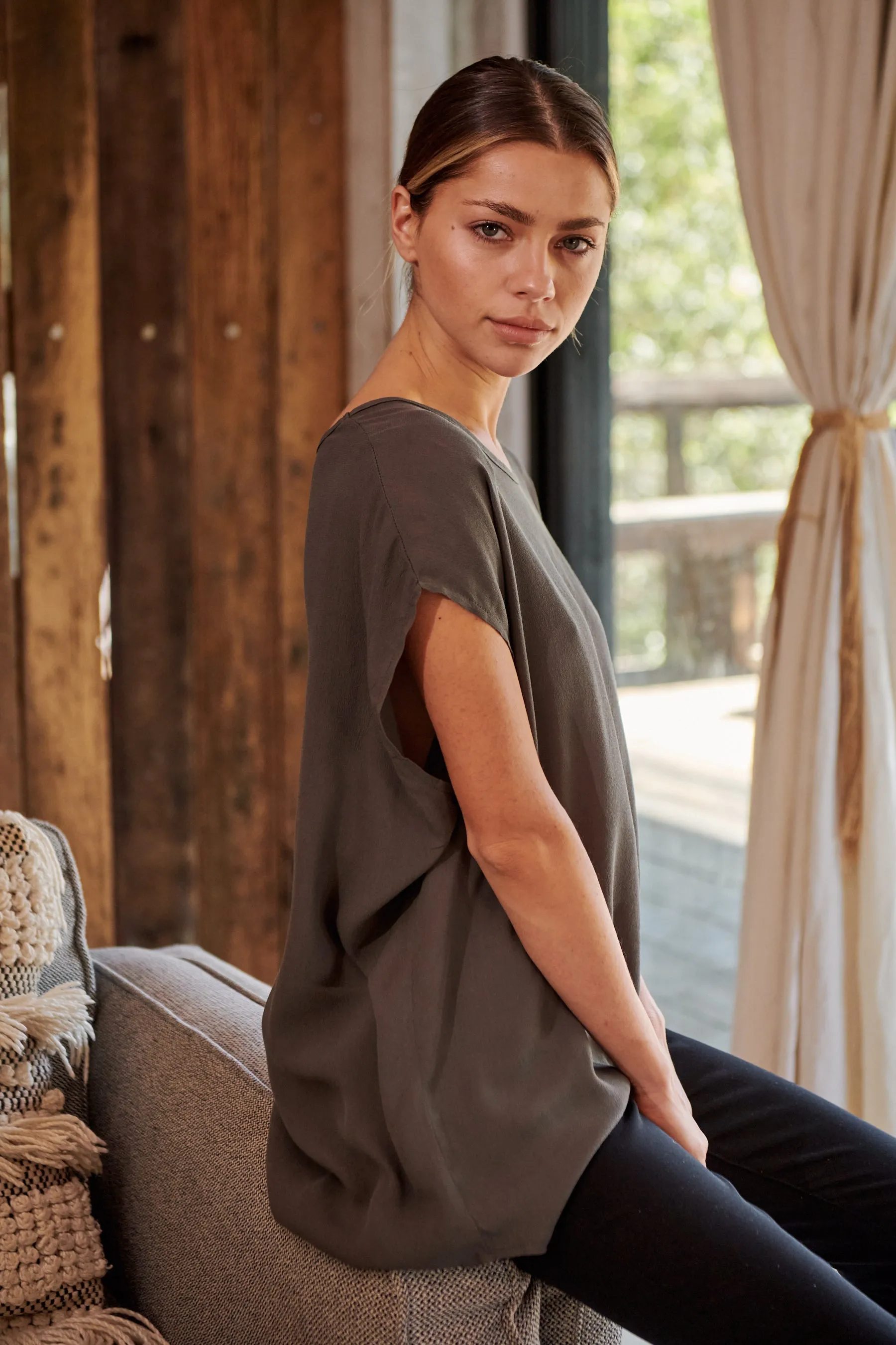 Chele Short Sleeve Oversized Plain Top