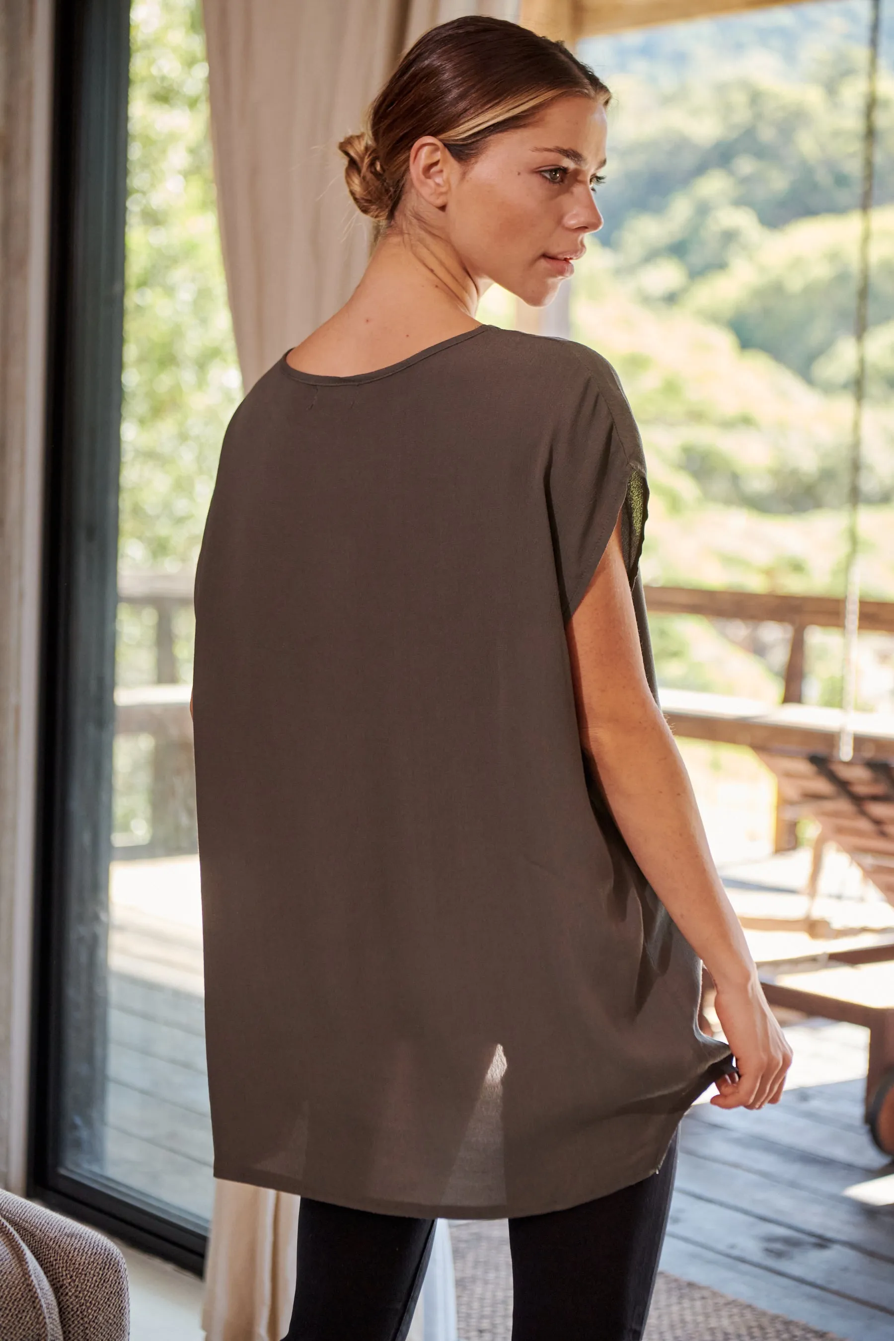 Chele Short Sleeve Oversized Plain Top