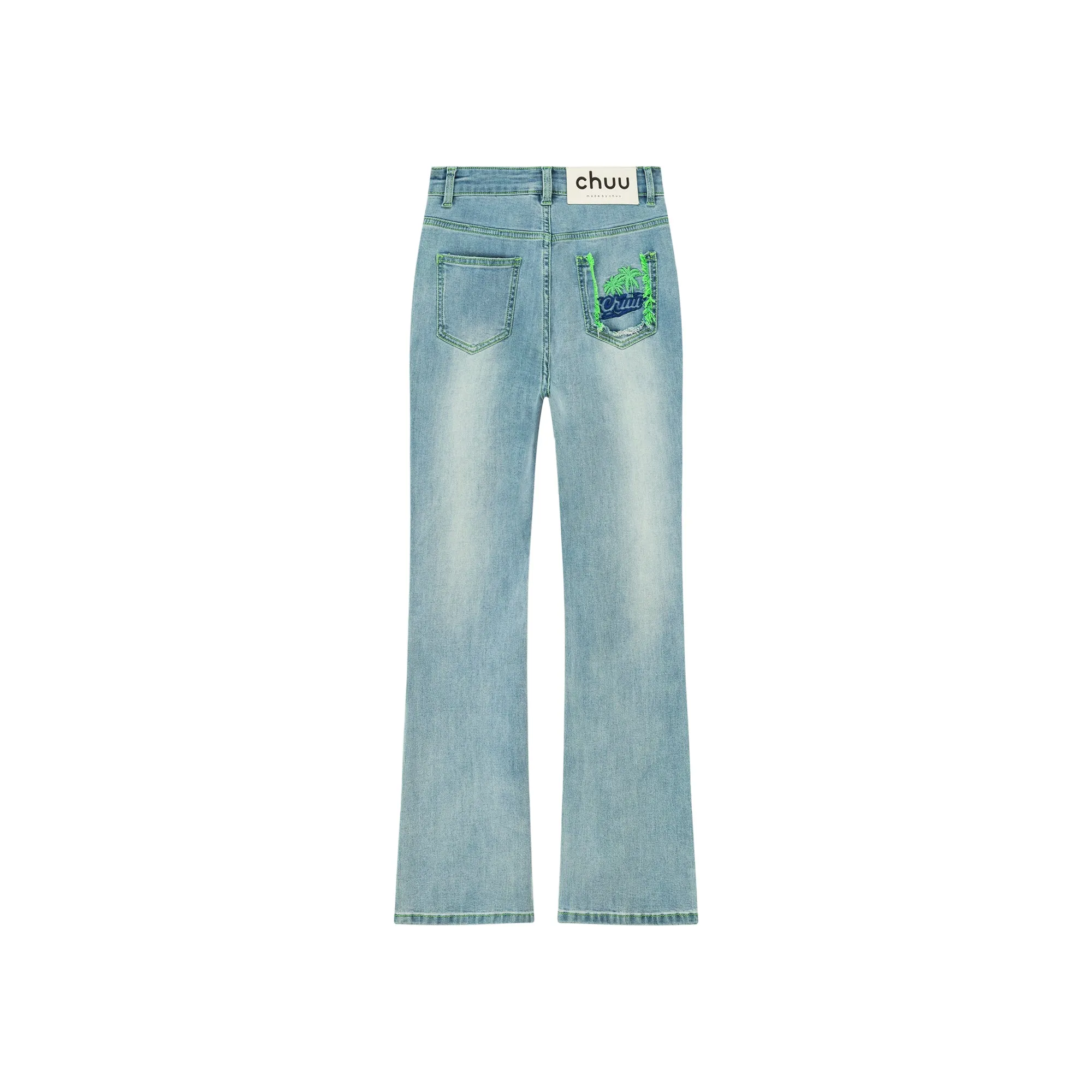 Chuu Pocket Design Semi Bootcut Denim Jeans