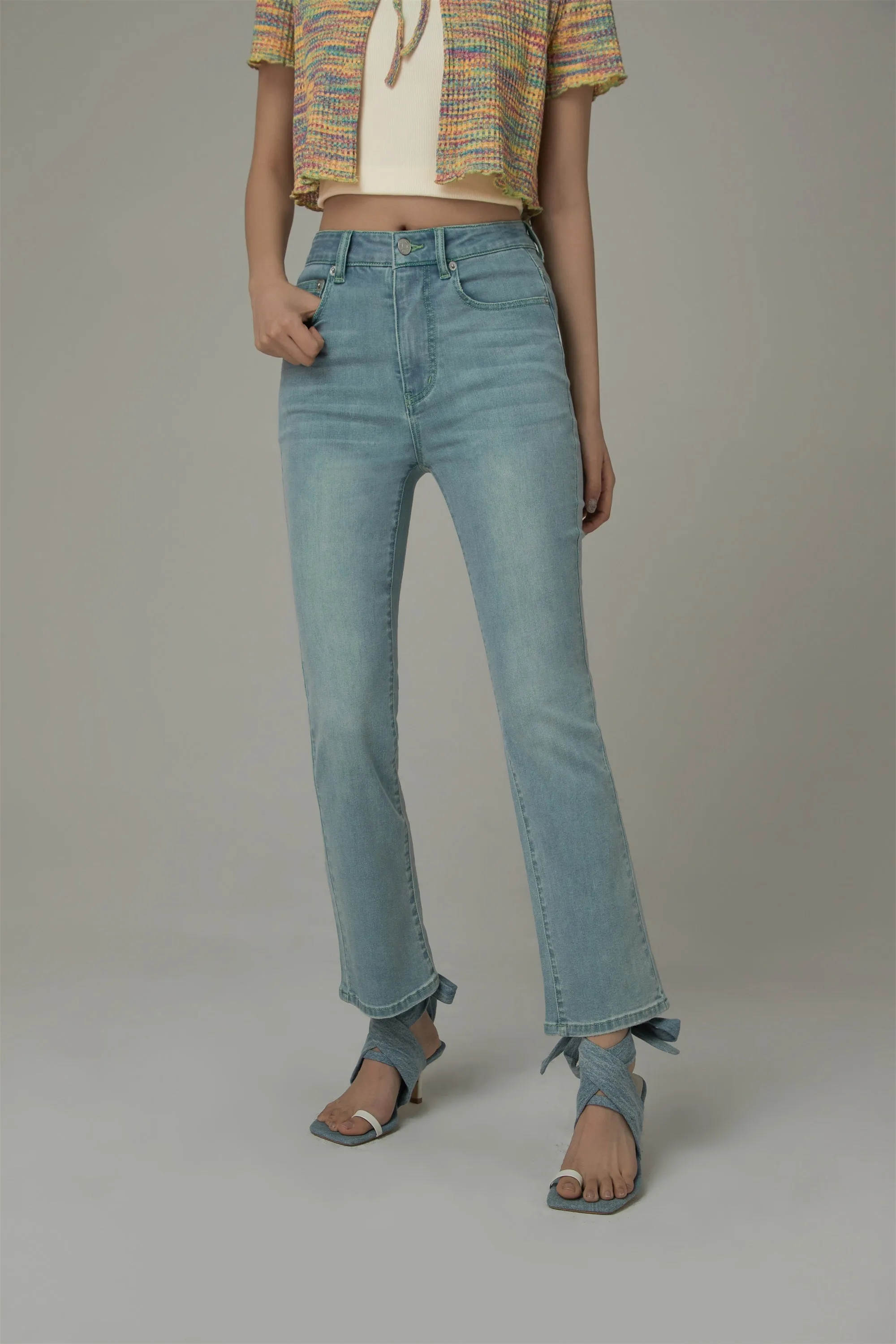 Chuu Pocket Design Semi Bootcut Denim Jeans