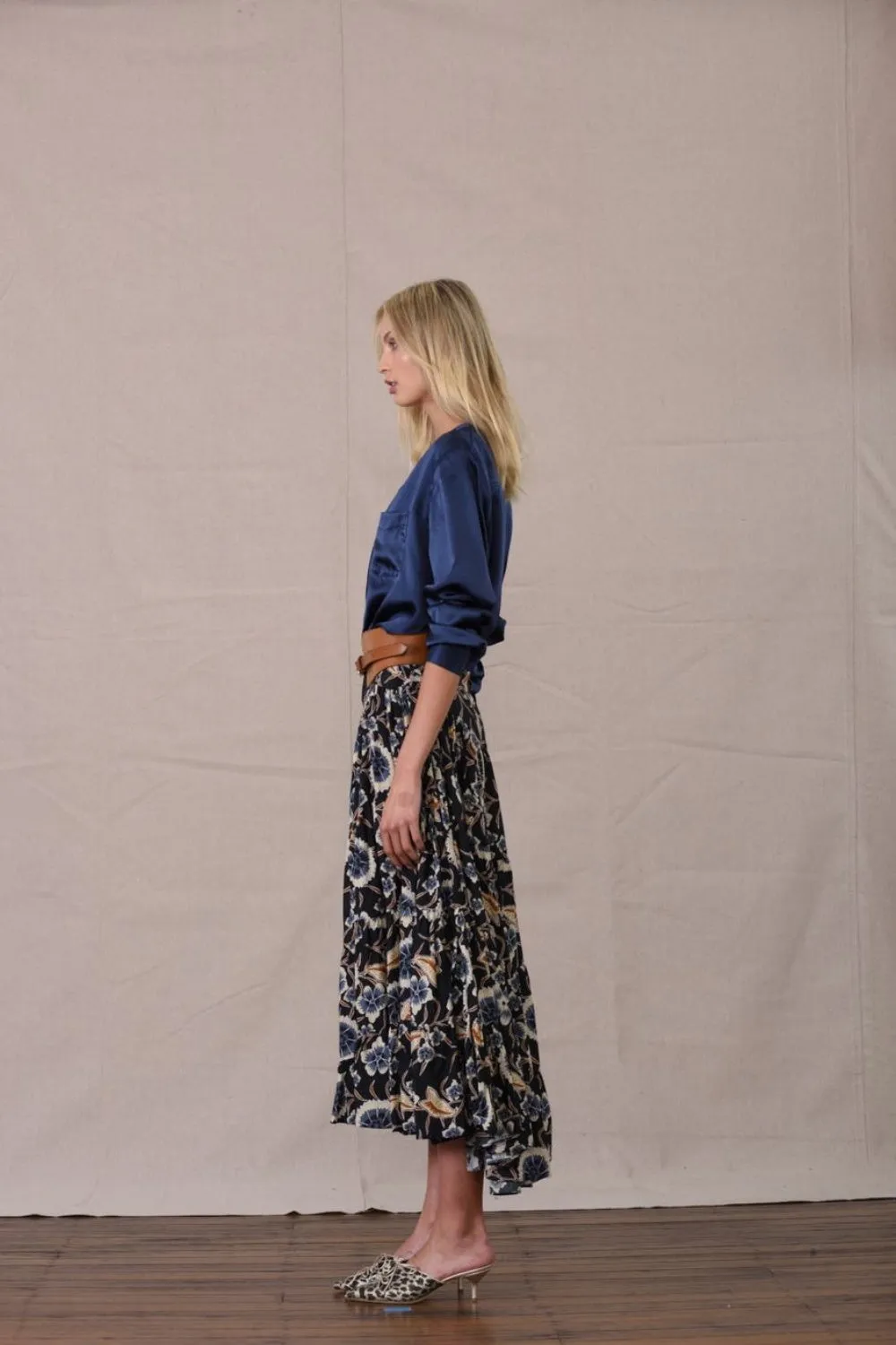 CLAUDETTE TIERED SKIRT ACRON PRINT