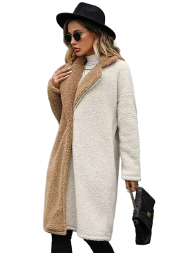 Contrast Dropped Shoulder Sherpa Coat