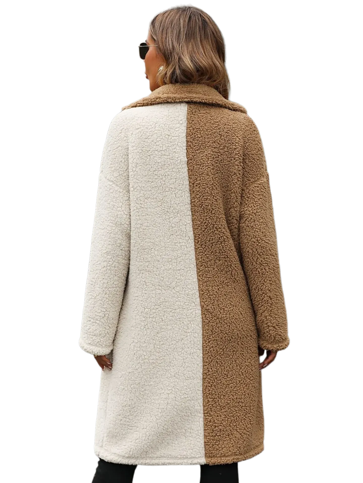 Contrast Dropped Shoulder Sherpa Coat